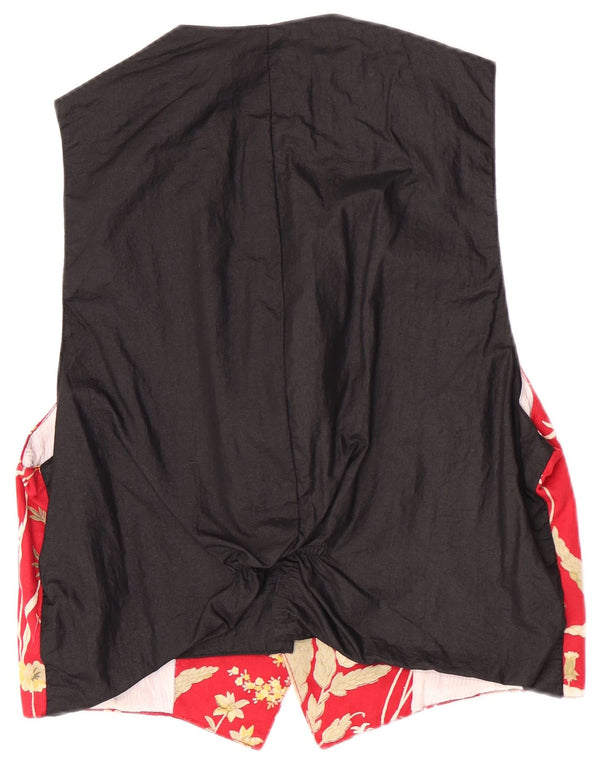 vintage Mens Regular Gilet Petit Rouge Floral