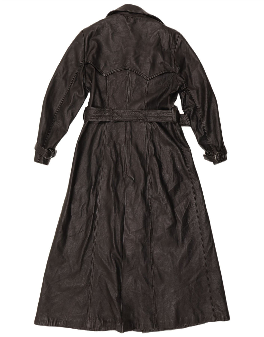 manteau en cuir femme vintage UK 16 Grand Noir