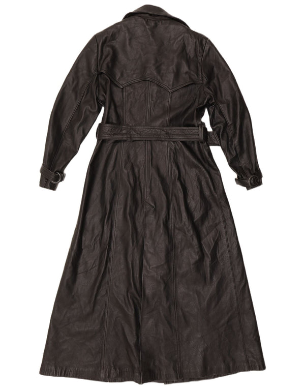manteau en cuir femme vintage UK 16 Grand Noir