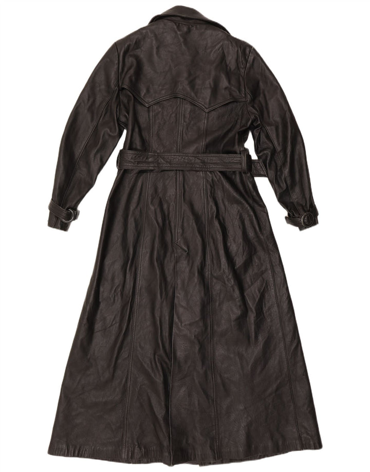 manteau en cuir femme vintage UK 16 Grand Noir