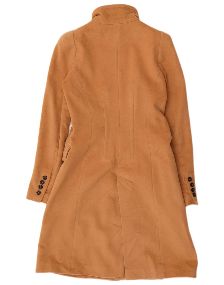 ZARA Manteau croisé pour femme UK 12 Laine marron moyen