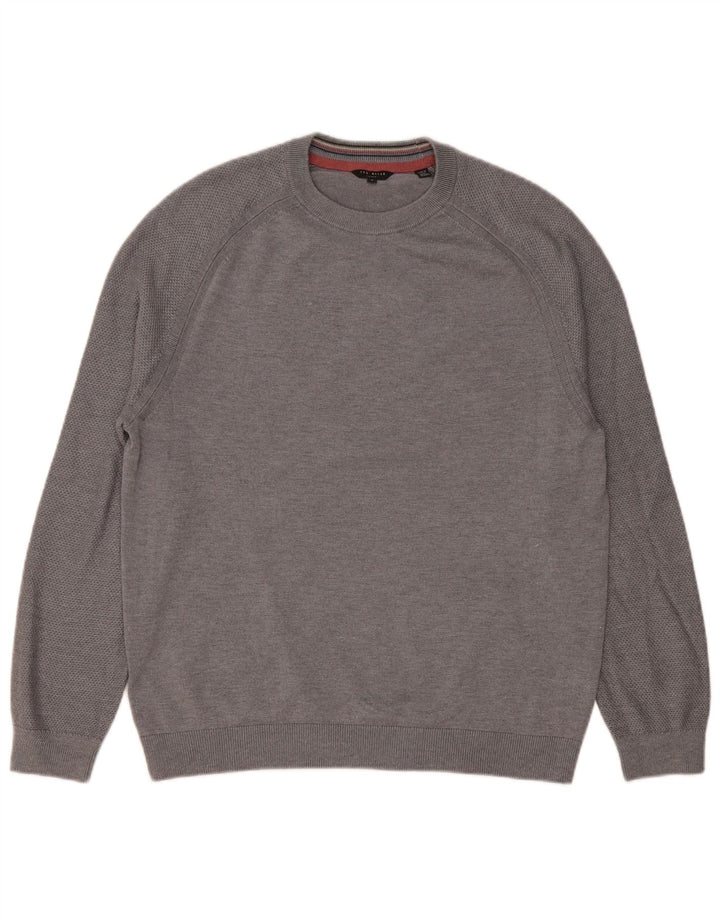Ted Baker Pull à col rond pour homme Taille 4 Large Gris Polyester