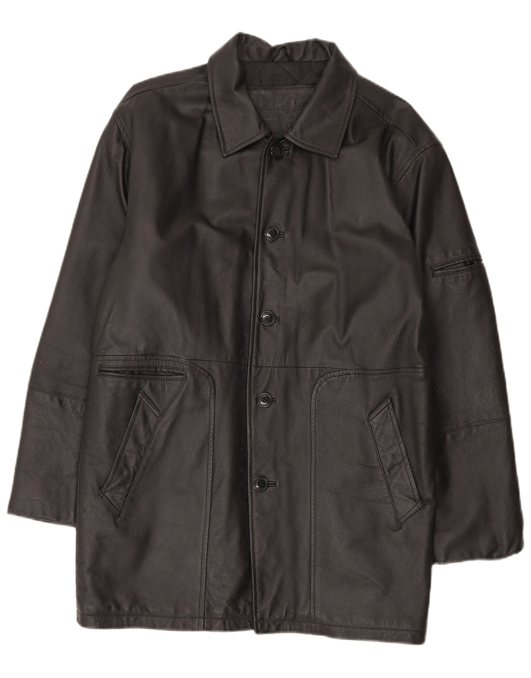 Union River Manteau en cuir pour homme UK 41/43 Grand cuir noir