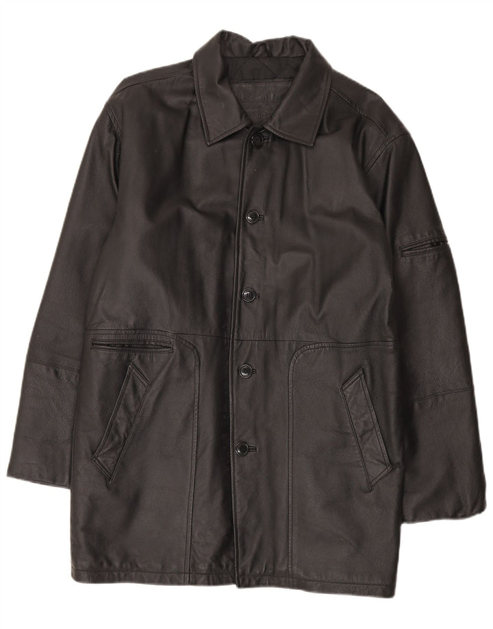 Union River Manteau en cuir pour homme UK 41/43 Grand cuir noir