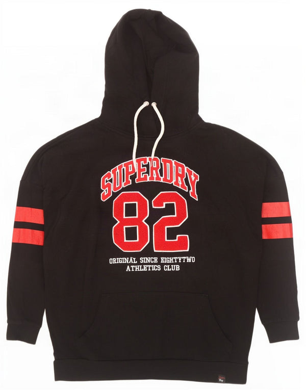 Superdry Pull à capuche graphique coupe ample pour hommes, grand coton noir