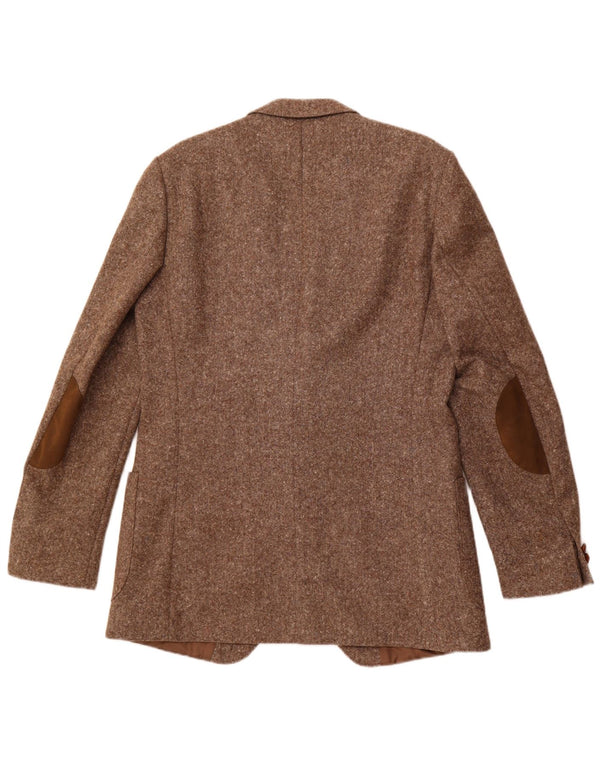 VINTAGE Homme 2 Bouton Blazer Veste UK 38 Brun Moyen Moucheté Nouvelle Laine