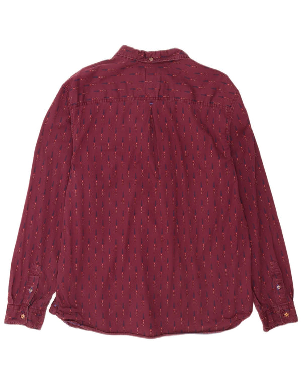 White Stuff Mens Classic Fit Shirt XL Burgundy Geometric Cotton