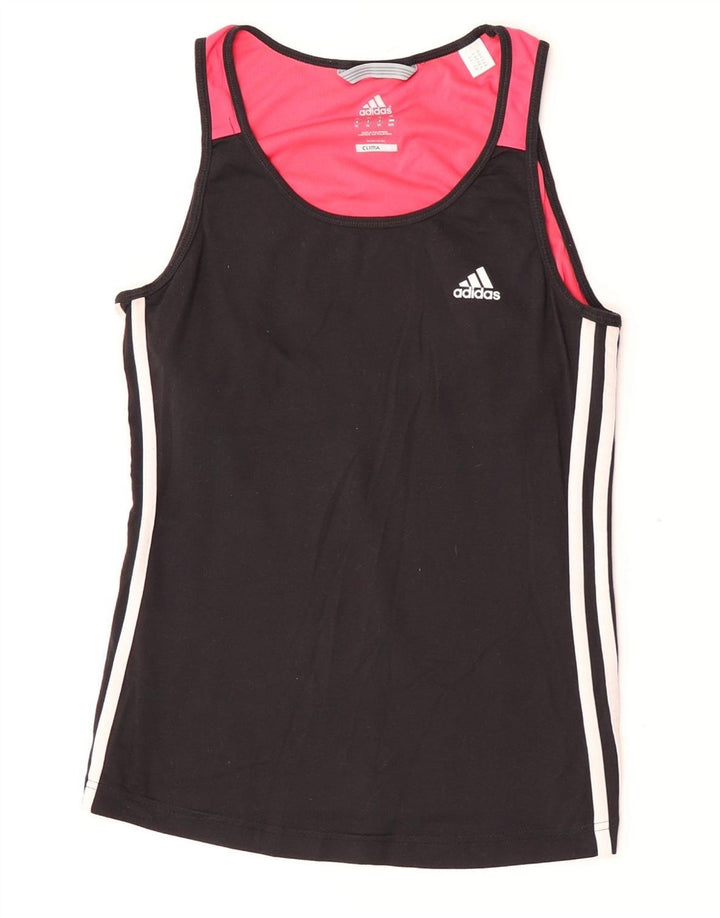 Adidas Climalite Vest Top UK 14 Medium Noir Colorblock Nylon