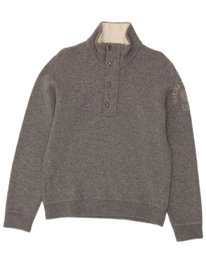 Marina Yachting Pull graphique à col boutonné pour homme Gris moyen moucheté