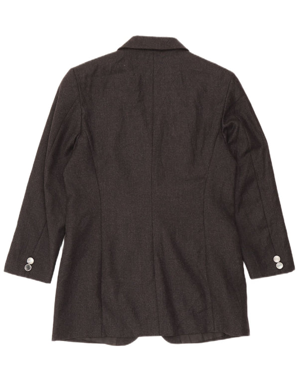 vintage Femmes Longline 3 Bouton Blazer Veste UK 14 Gris Moyen