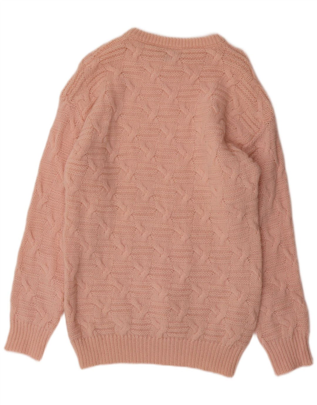 BENETTON Pull col bateau pour femme UK 12 Laine rose moyen