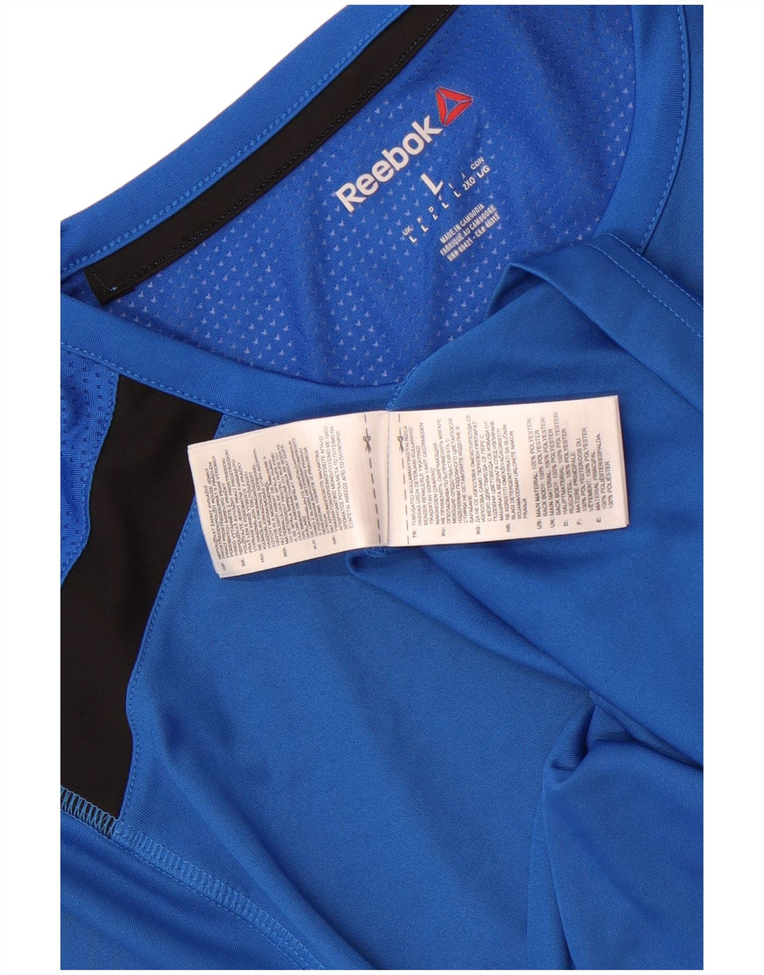 Reebok T-shirt pour femme UK 46 Large Bleu Colorblock Polyester
