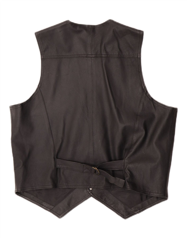 John F Gee Gilet en cuir pour homme Grand cuir noir
