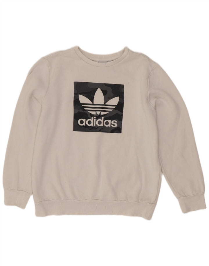 Adidas Sweat-Shirt Graphique Garçon 13-14 Ans Blanc Coton