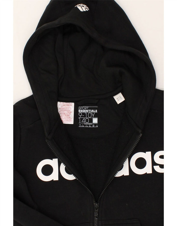 ADIDAS Boys Graphic Zip Hoodie Sweater 9-10 Years Black Cotton | Vintage Adidas | Thrift | Second-Hand Adidas | Used Clothing | Messina Hembry 