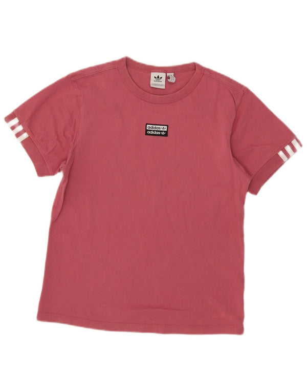 Adidas T-Shirt Femme Top UK 10 Petit Rose Coton