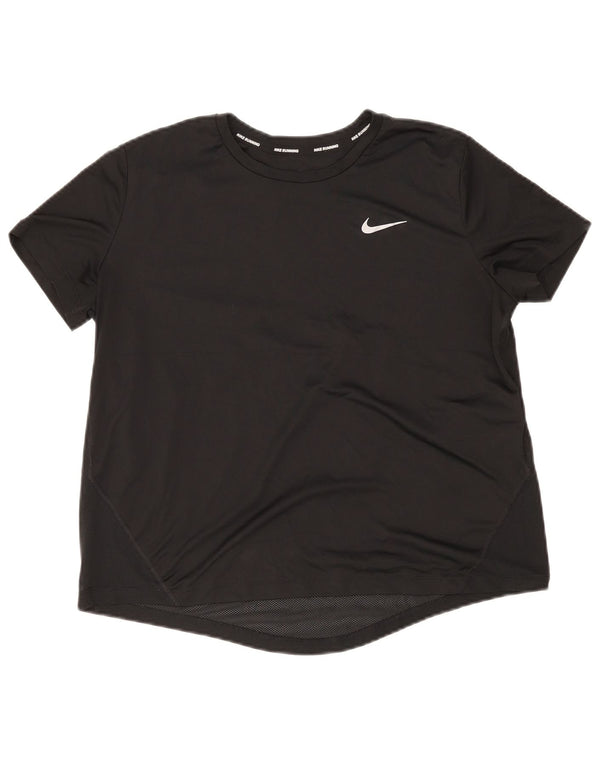 Nike Womens Dri Fit T-Shirt Top UK 16 Large Noir Polyester