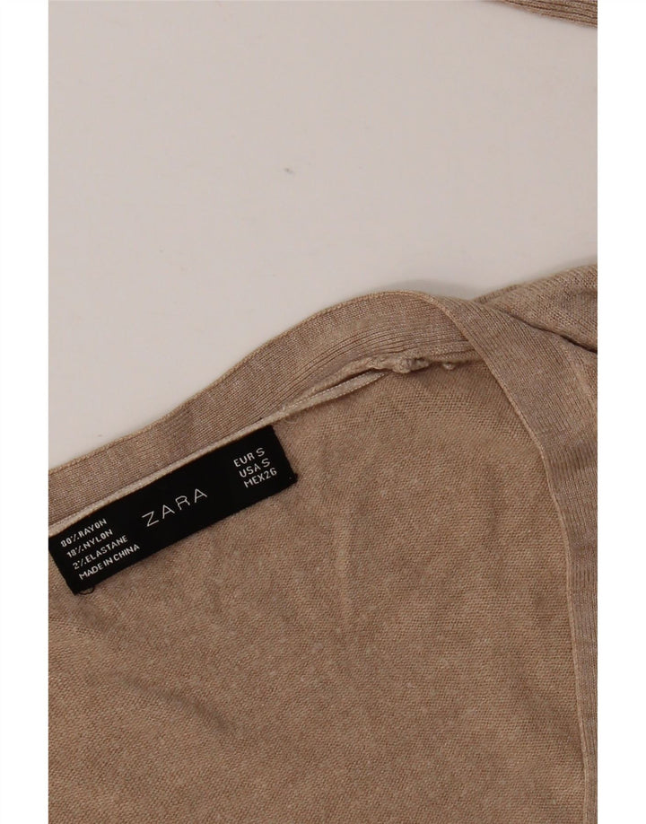 Zara Pull col V pour femme UK 10 Petit Beige