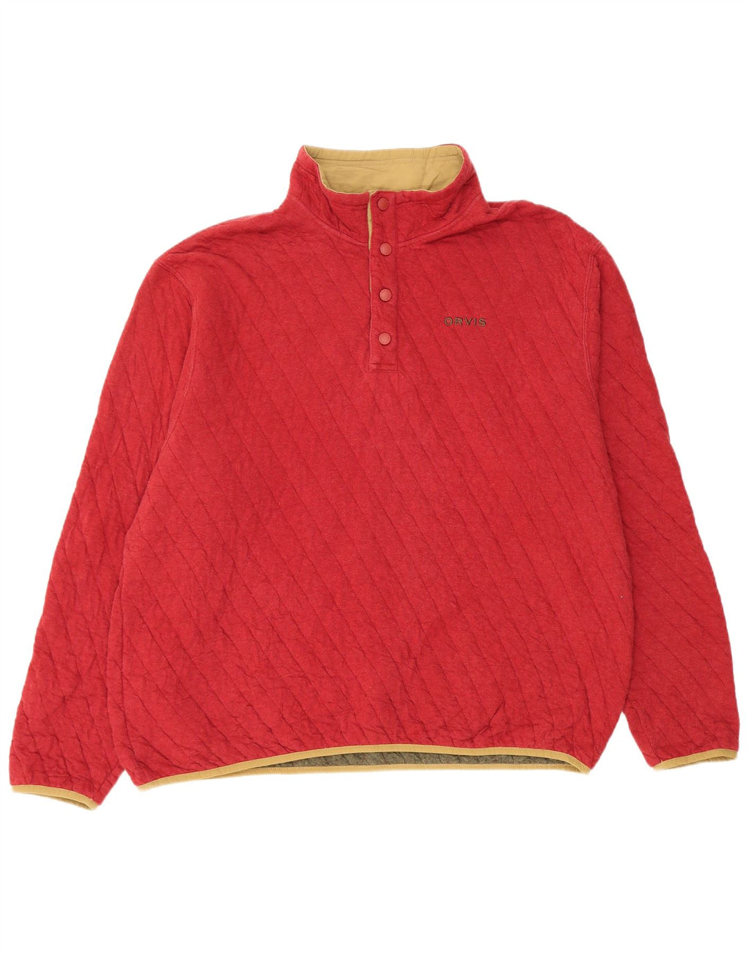 Orvis Sweat-shirt à col boutonné pour homme XL en coton rouge