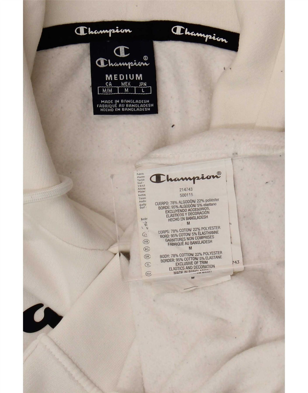 Champion Pull à Capuche Graphique Homme Blanc Moyen Coton
