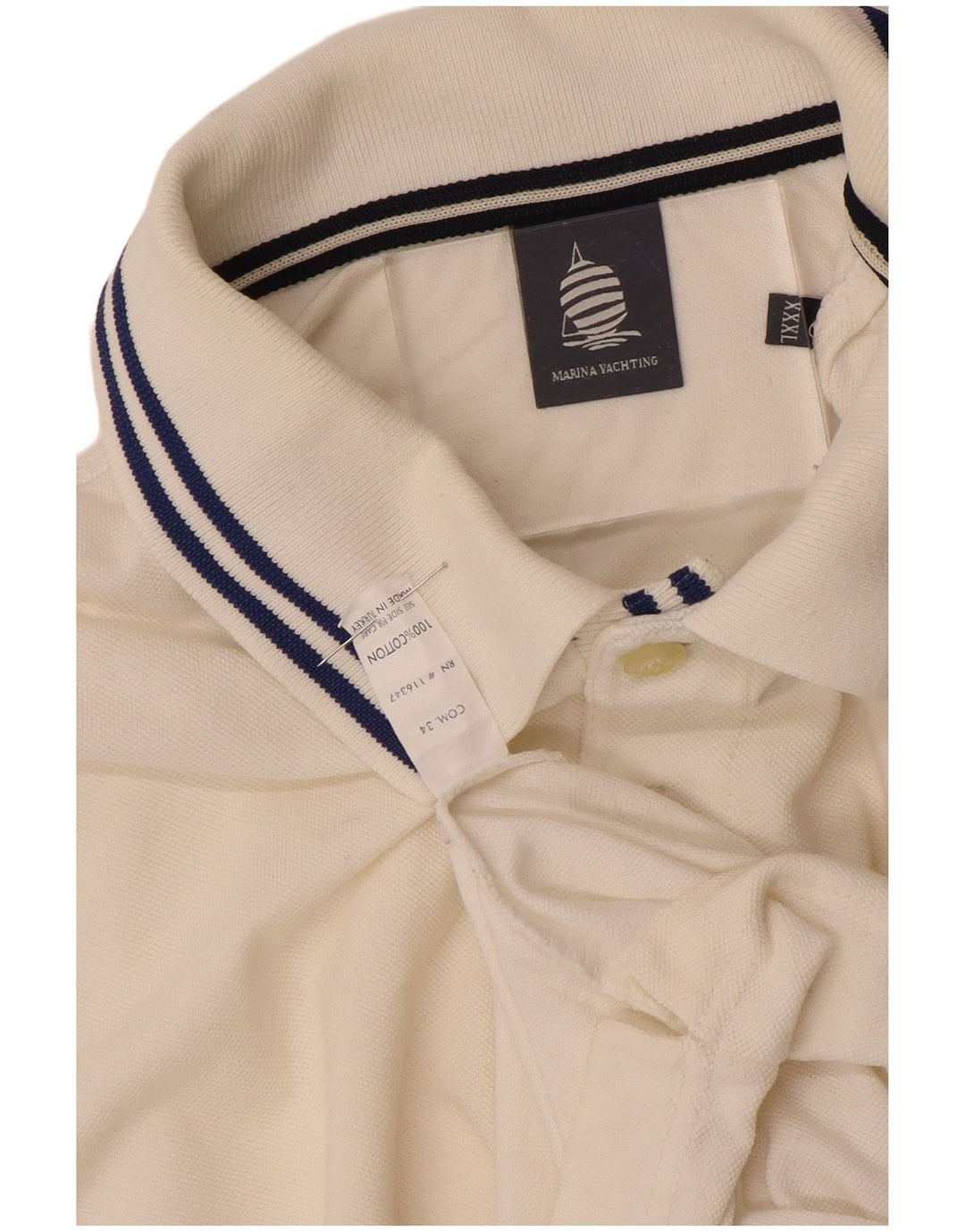 MARINA YACHTING Polo à Manches Longues Homme 3XL Blanc Coton