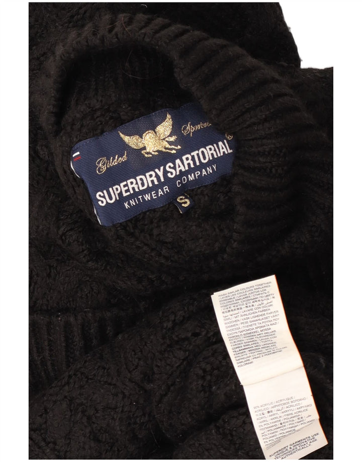Superdry Pull surdimensionné à col roulé pour femme UK 10 Petit Noir