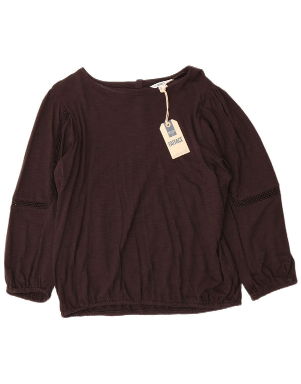 Fat Face Chemisier à manches longues pour femme UK 14 Large Marron Coton