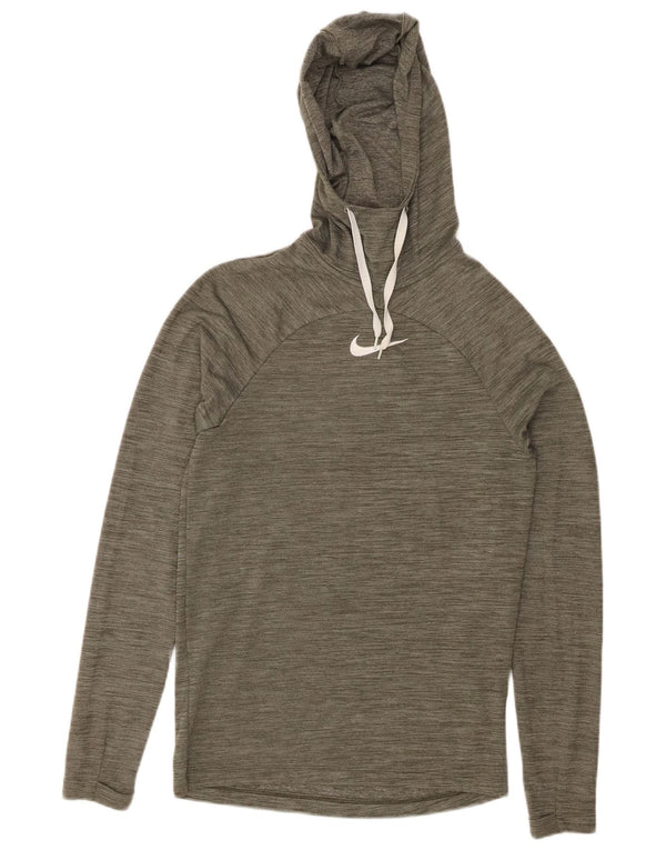 NIKE Pull à capuche Dri Fit pour femme UK 6 XS Kaki Moucheté Polyester
