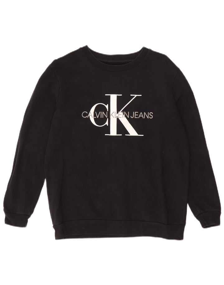 Calvin Klein Jeans Sweat-shirt graphique pour femme UK 12 Noir moyen