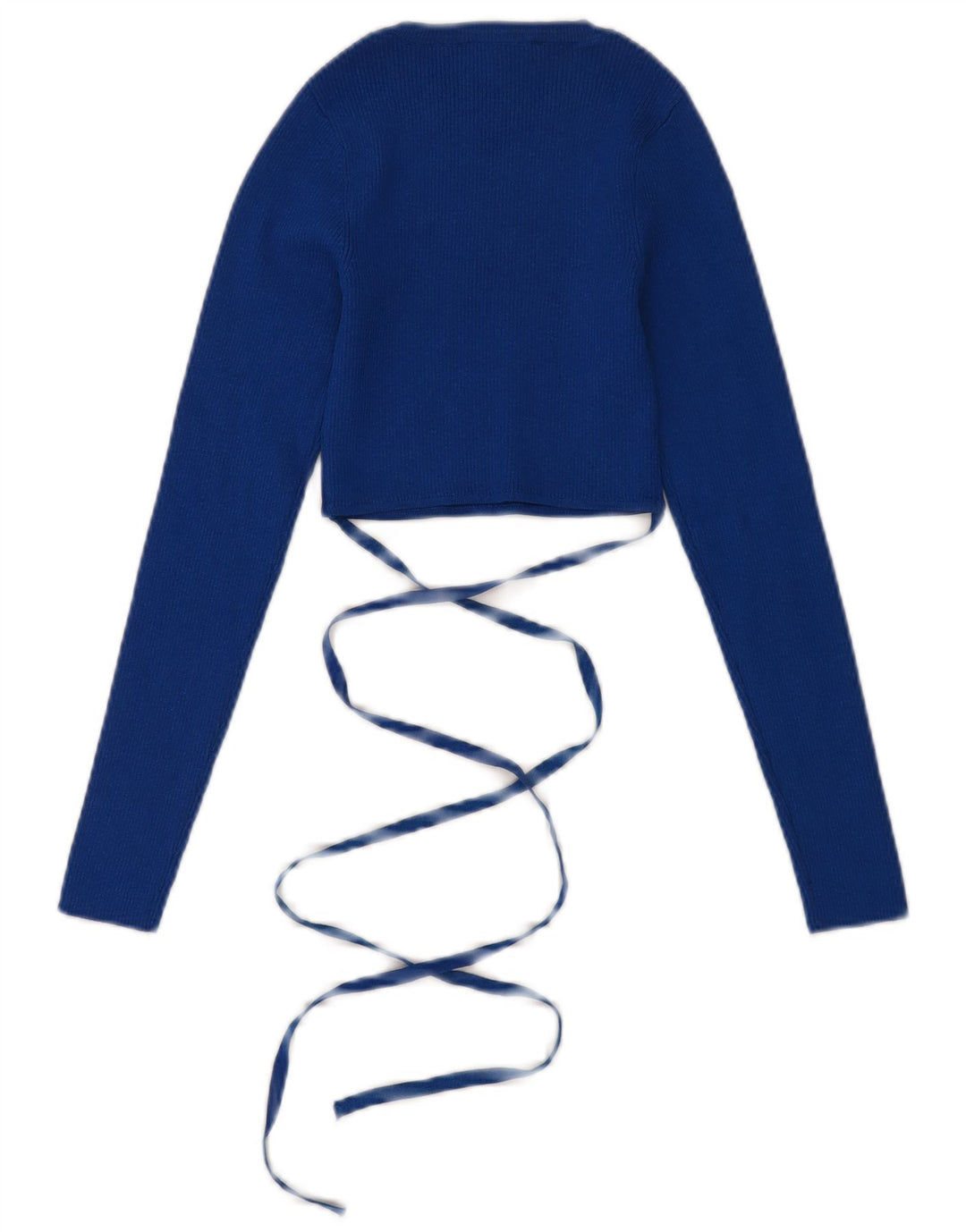 ZARA Pull court à col bateau pour femme UK 8 Small Bleu Viscose