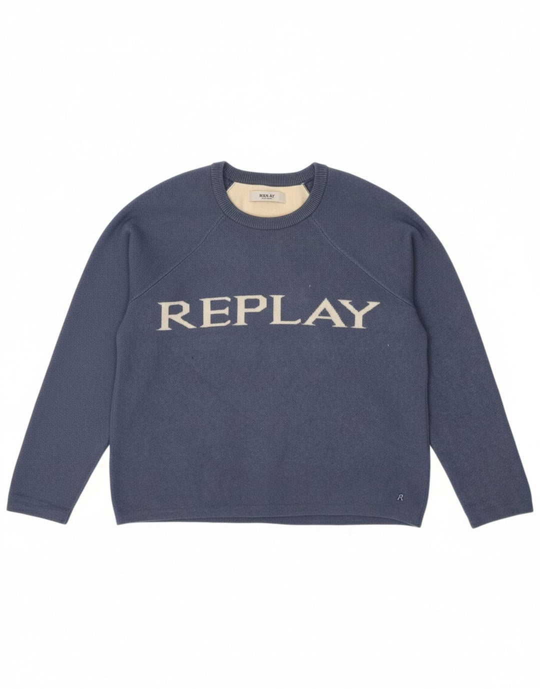 REPLAY Womens Crew Neck Jumper Sweater UK 14 Medium Blue Colourblock