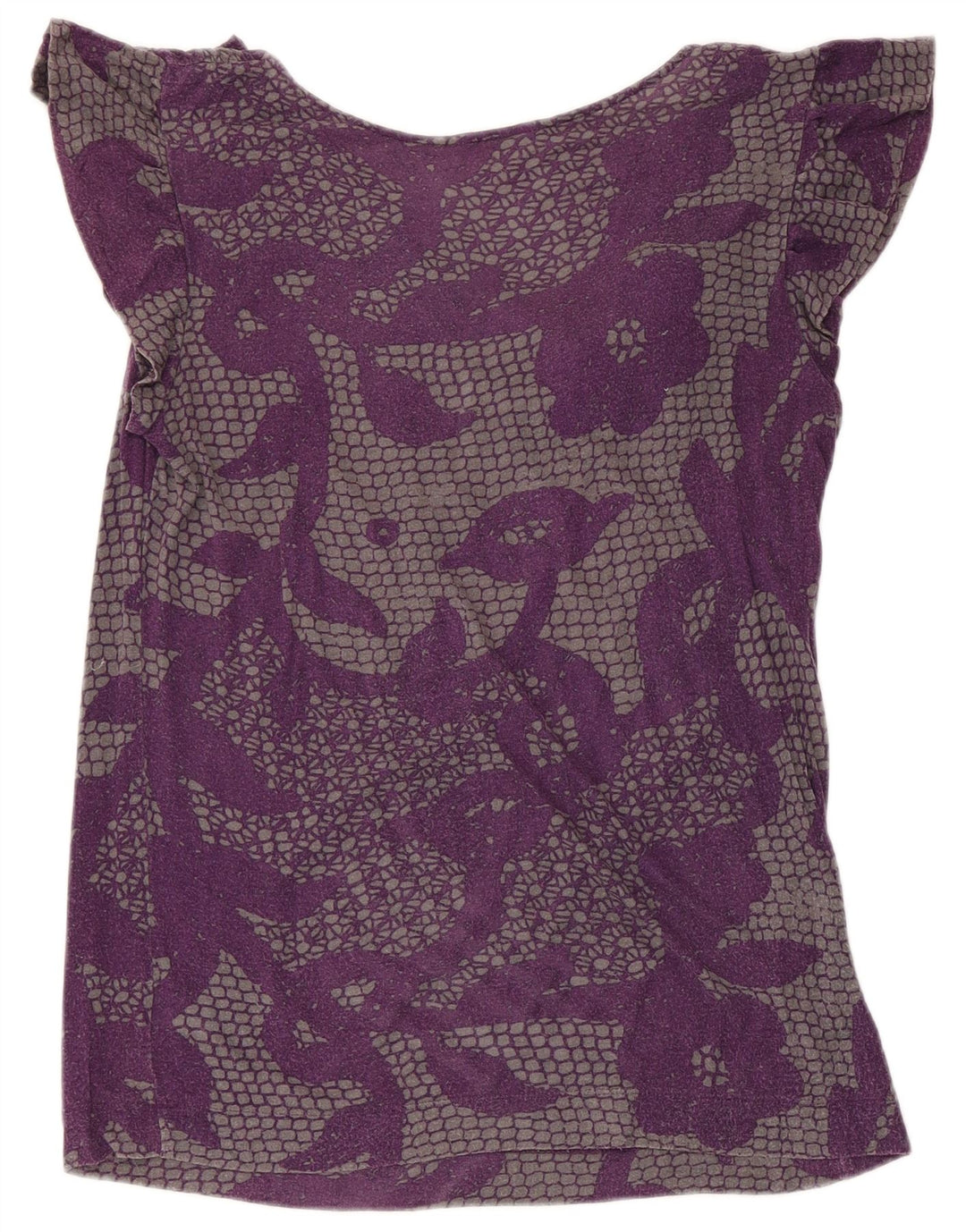 CALVIN KLEIN Chemisier Femme Top UK 12 Rayonne Florale Violet Moyen
