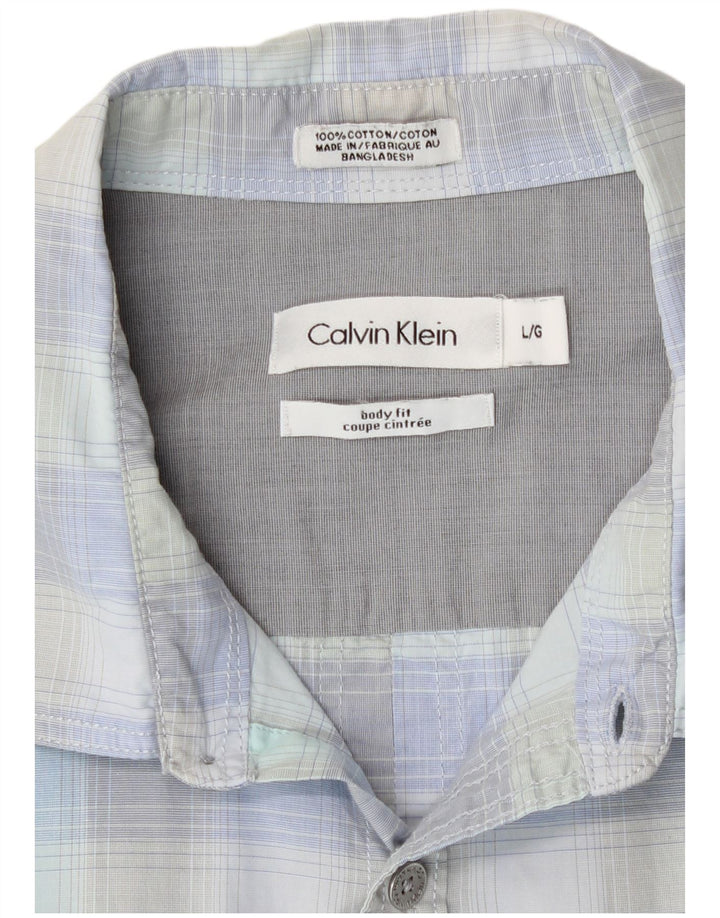 Calvin Klein Chemise Homme Grand Carreau Bleu Coton