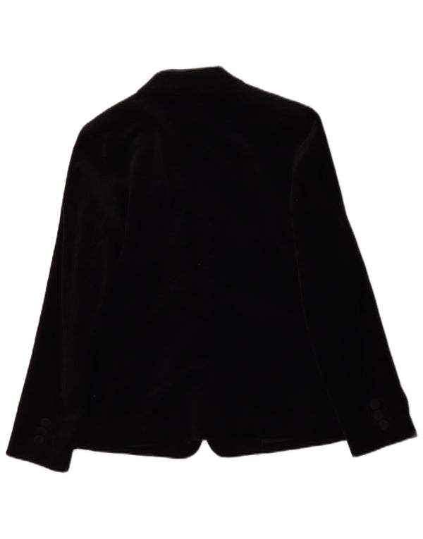 Marks & Spencer Veste blazer en velours à 1 bouton pour femme UK 10 Small Noir