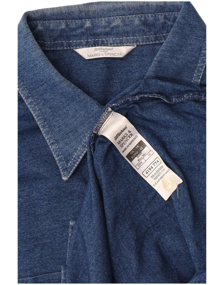 Marks & Spencer Chemise Femme UK 14 Coton Bleu Marine Moyen