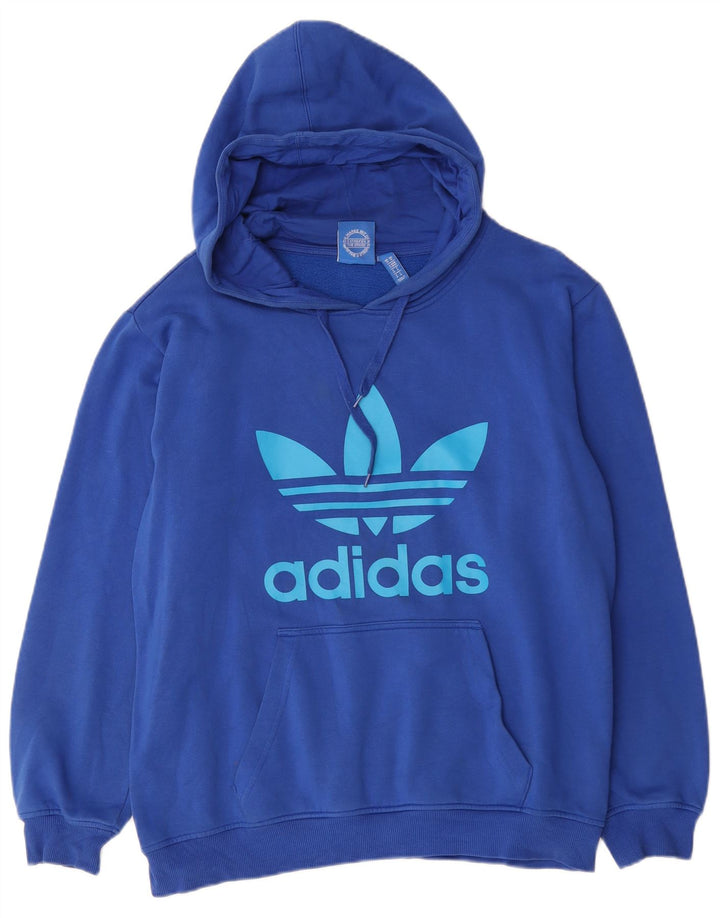 Adidas Pull à capuche graphique pour homme en coton bleu moyen