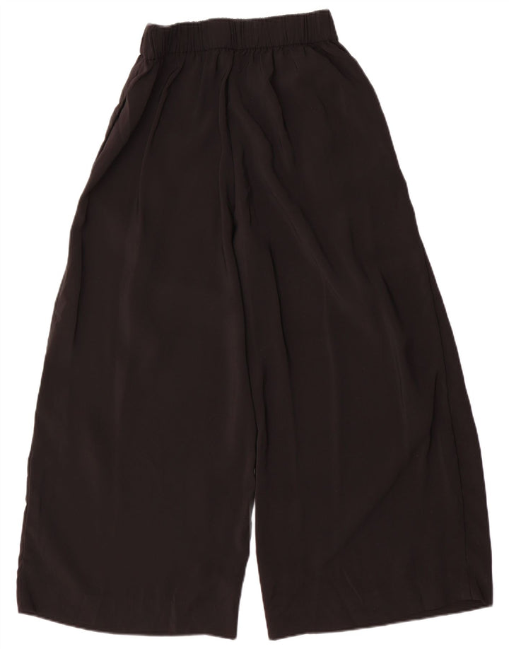 Zara Pantalon court à jambe large pour femme Medium W30 L24 Noir Polyester