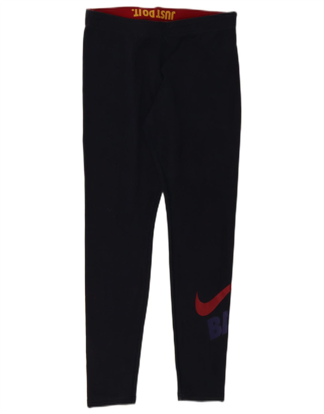 NIKE Leggings graphiques pour femmes UK 12 coton bleu marine moyen