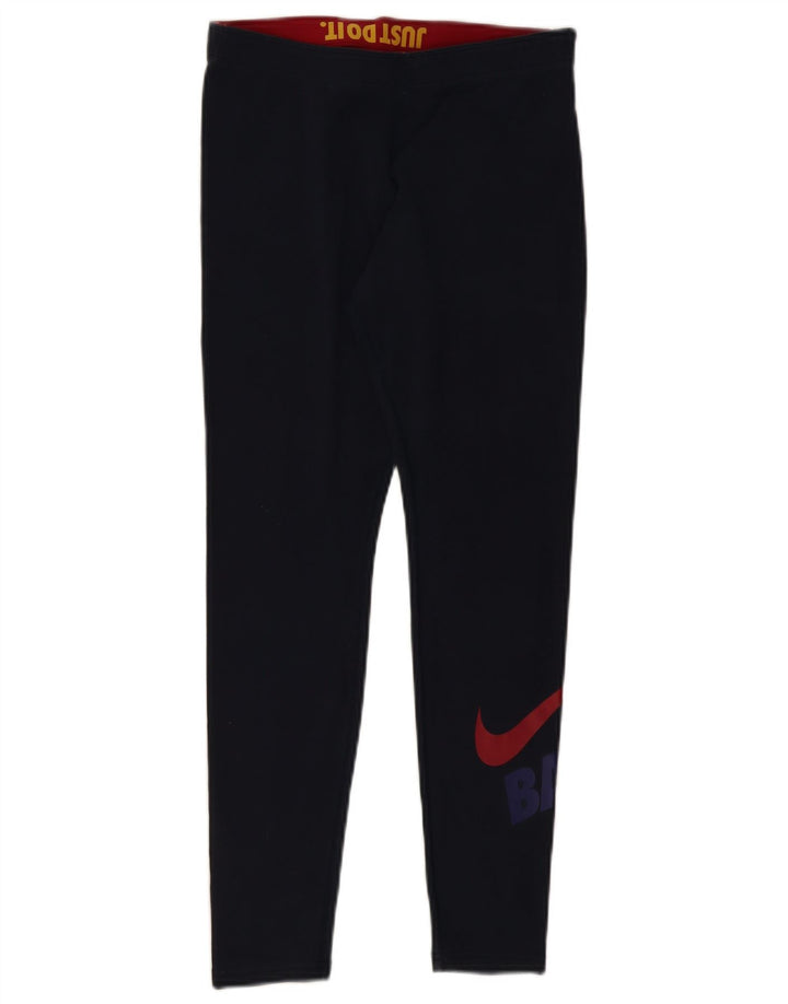 NIKE Leggings graphiques pour femmes UK 12 coton bleu marine moyen