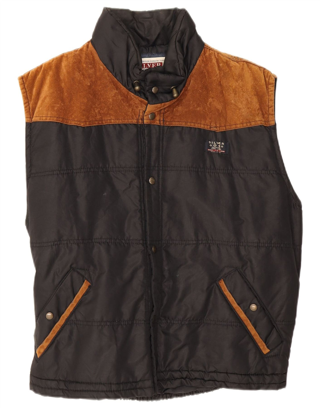gilet rembourré vintage pour hommes UK 38 Polyester noir moyen