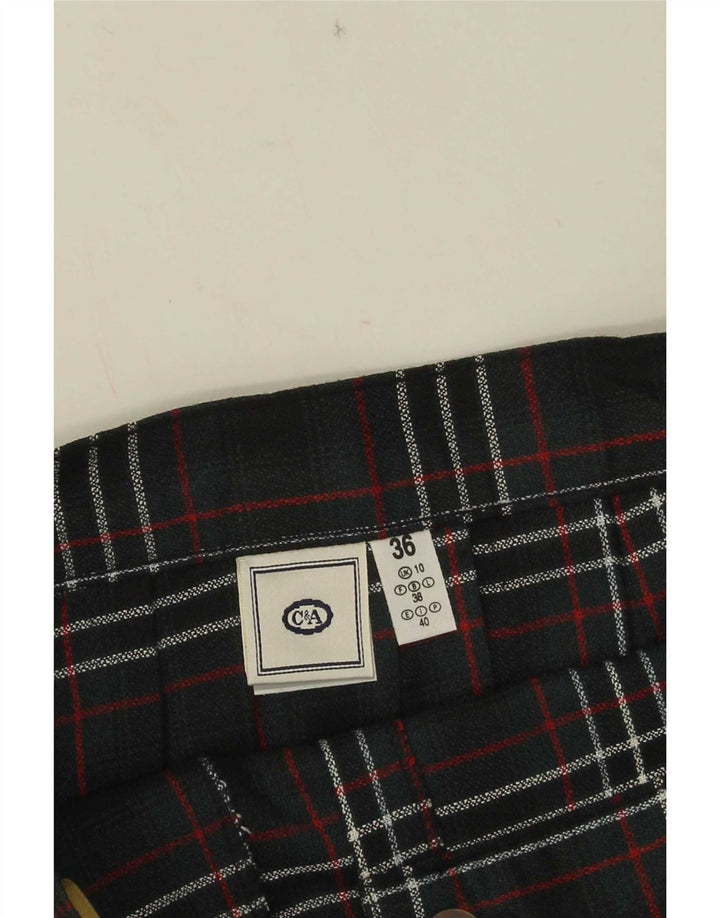 C&A Jupe portefeuille femme UK 10 Small W26 Vert Plaid Polyester