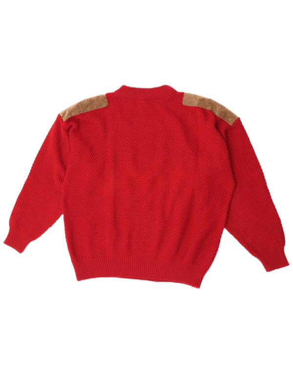 vintage Mens Crew Neck Jumper Pull XL Rouge