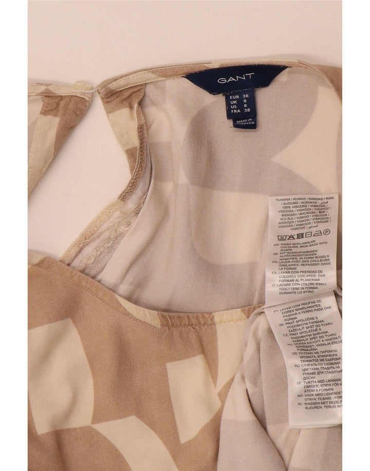 Gant Femme Chemisier Oversize Top UK 8 Small Beige Géométrique Viscose