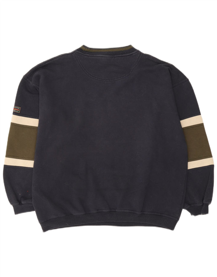 Canda Sweat-shirt graphique pour homme en coton color block bleu marine Taille L
