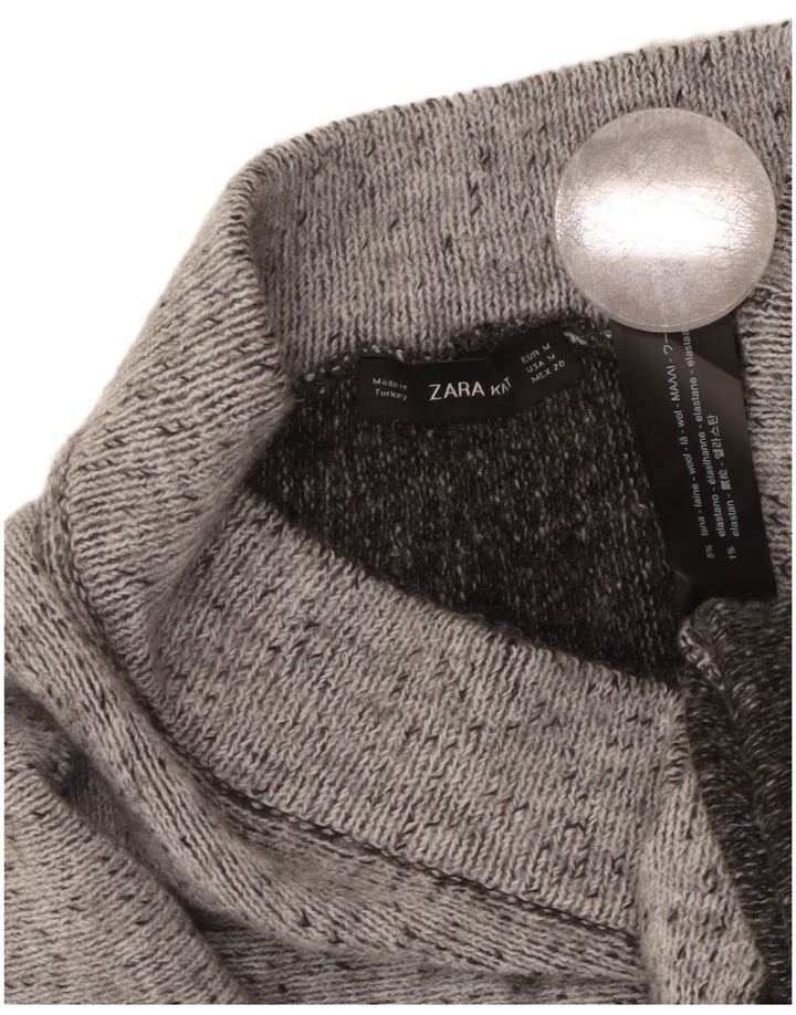 Zara Femme Jupe trapèze en tricot Medium W28 Laine mouchetée grise