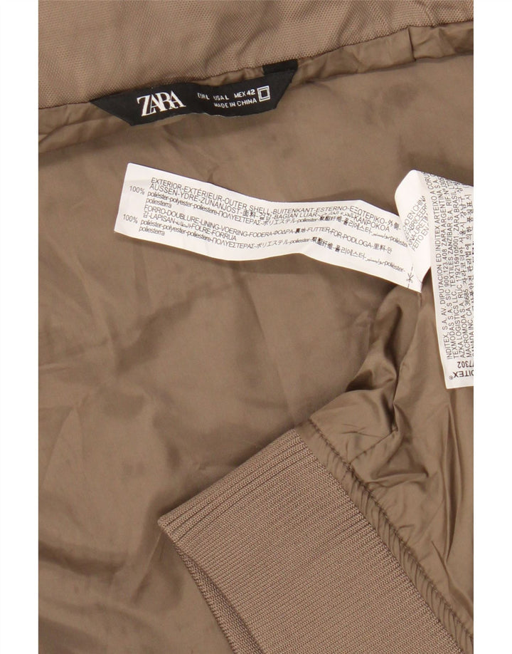 Zara Veste Bomber Homme UK 40 Large Beige Polyester