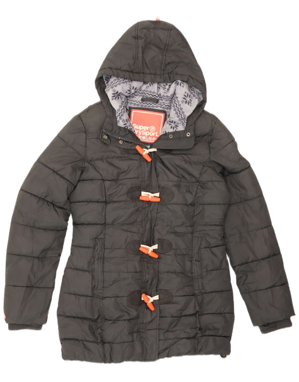 Superdry Veste matelassée à capuche pour femme UK 14 Gris moyen Polyester
