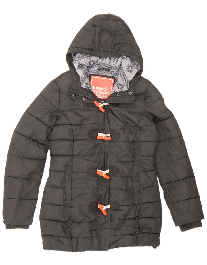 Superdry Veste matelassée à capuche pour femme UK 14 Gris moyen Polyester