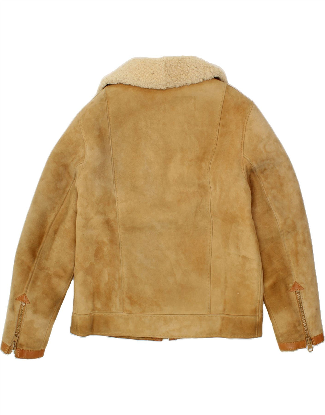 VINTAGE Veste en peau de mouton homme UK 36 Petite peau de mouton beige