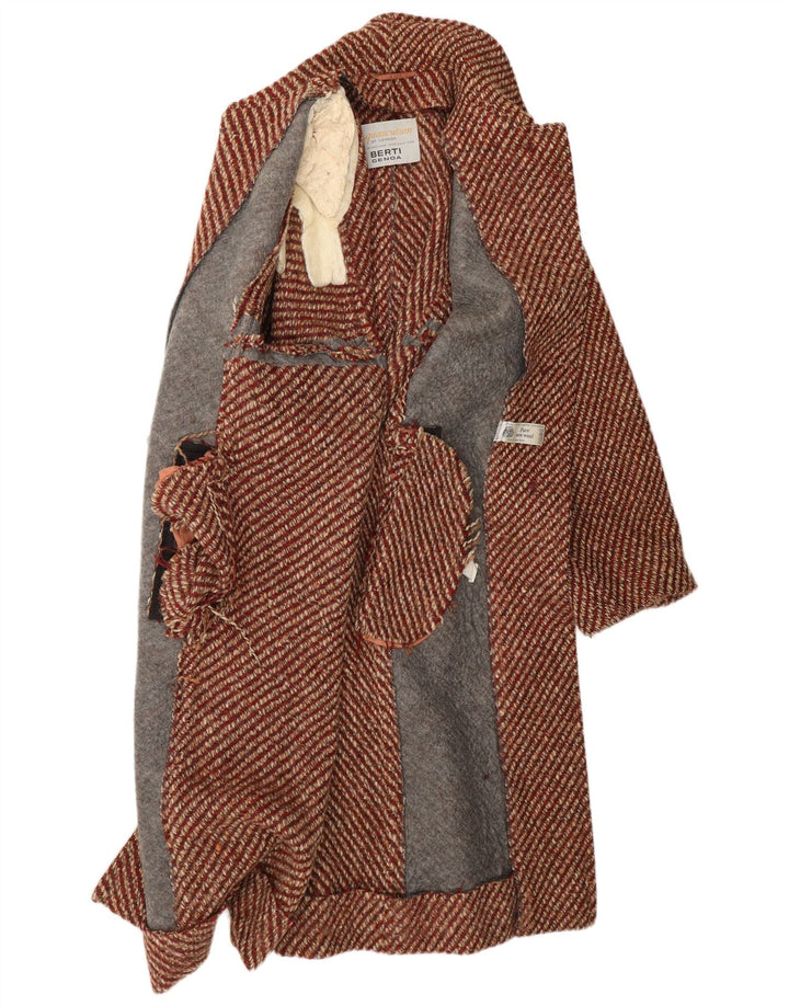 AQUASCUTUM Manteau Femme UK 12 Moyen Rouge Moucheté Nouvelle Laine Classique